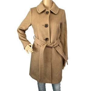J. Crew Wool Cashmere Belted Coat Tan Camel Overcoat Trench 99252 Petite Size 2P